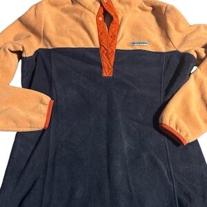 Columbia Women's Zip Up Sweater - Peach and Navy